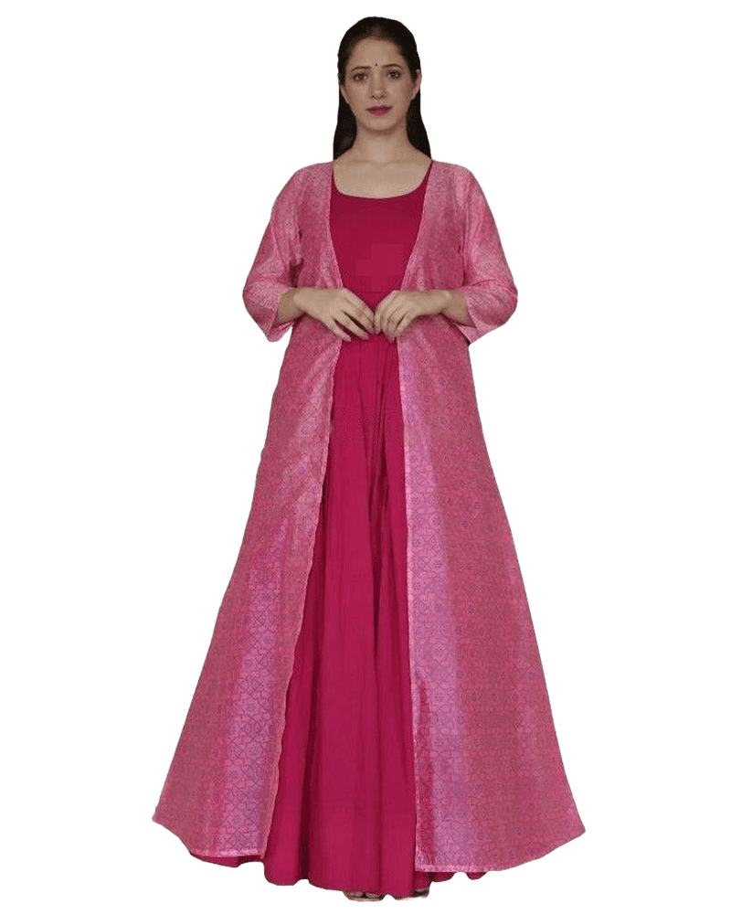 Impressive Pink Designer Indo-Western Dress with Jacket for Sangeet or  Engagement