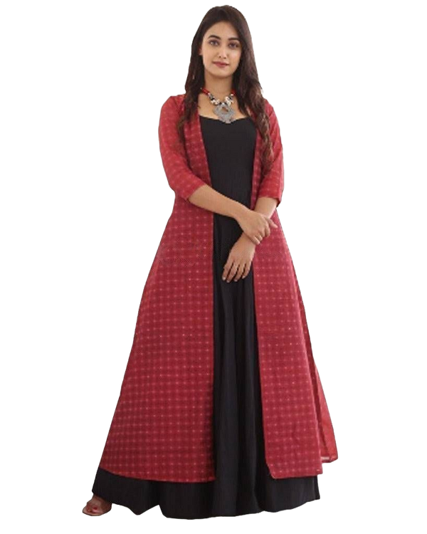 Pure Chanderi and Maslin Gown Set with Digital Print - JCSFashions