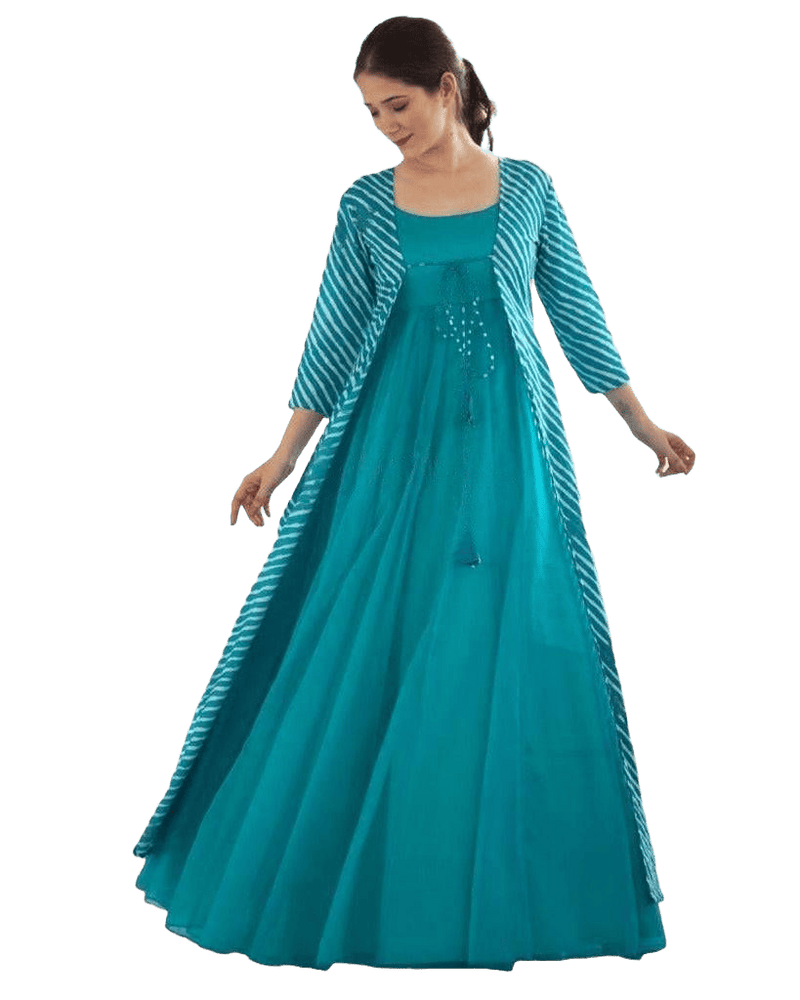 western dress for girls stylish long gown indo western frocks cotton maxi  with jacket top short