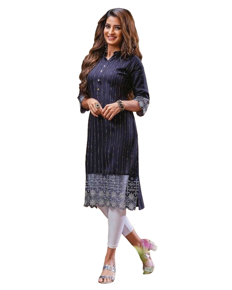 Stylish One-Of-A-Kind Rayon Embroidery Kurti