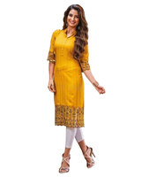 Stylish One-Of-A-Kind Rayon Embroidery Kurti
