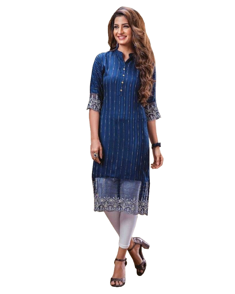 Stylish One-Of-A-Kind Rayon Embroidery Kurti