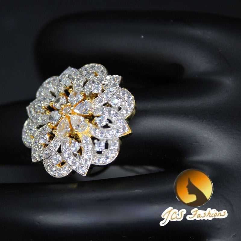 Open Flexible Adjustable finger Ring in american diamond Stone