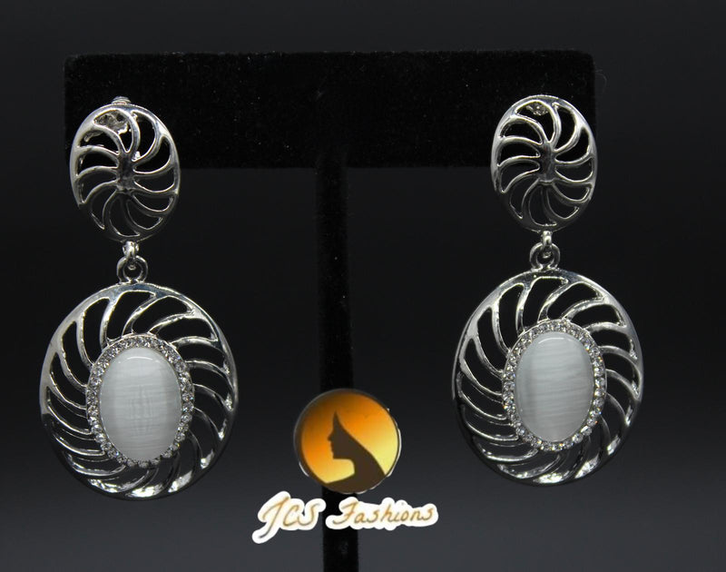 Silver Earrings | White Stones