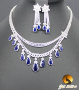 Sapphire Blue Cubic Zirconium and American Diamond Necklace set