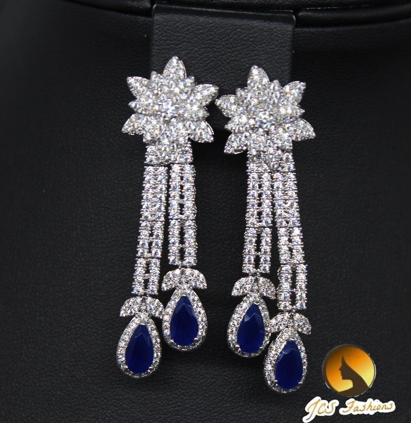 Sapphire Blue Cubic Zirconium and American Diamond Necklace set