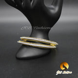 White stone bangles in gold polish