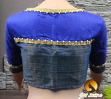 Jute Linen Saree with ready to wear blouse. golden border