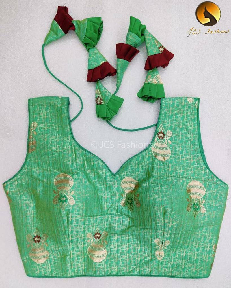 Readymade Saree Blouse| Designer Blouse| Benarasi Jacquard Silk| Crop Top