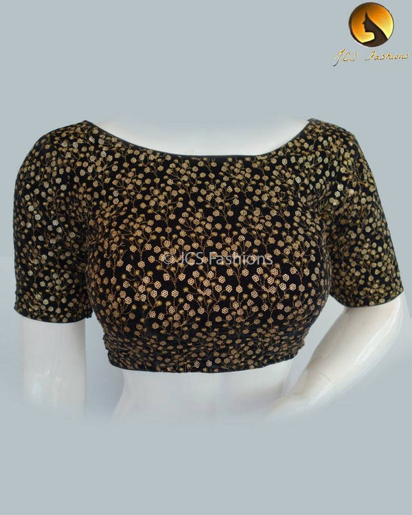 Stunning Velvet Floral Sequence Work Fully Stitched  Blouse