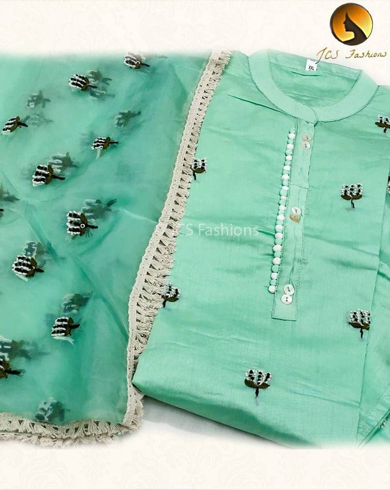 Classic 3 Piece Fancy Designer Kurti with Pant Set