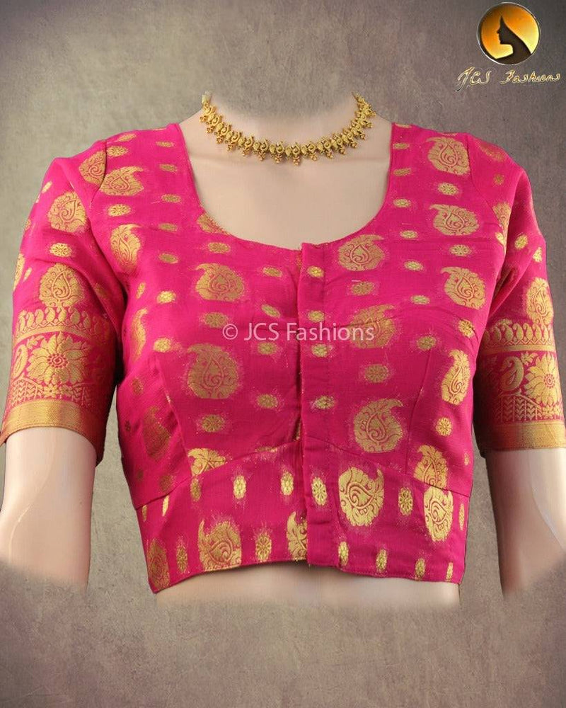 Chiffon Silk Saree with Floral Patterns and Golden zari Work