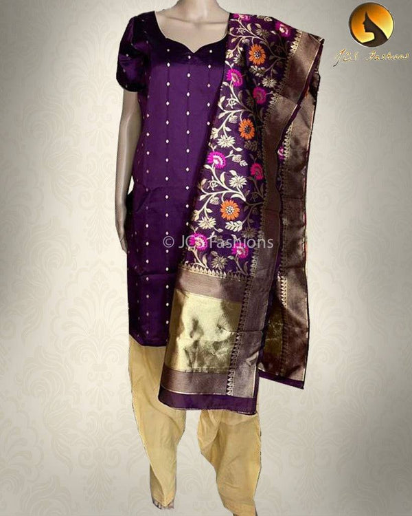 Chanderi Suite With Banarasi Dupatta