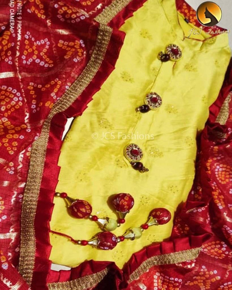 Kid's Art silk Kurti with Dupatta