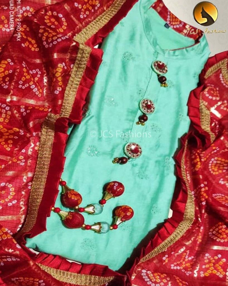 Kid's Art silk Kurti with Dupatta