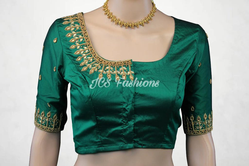 Soft Silk Saree, Fully Stitched Maggam Work Blouse