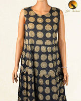Statement Block Print Anarkali Long Dress with Stylish Jacket