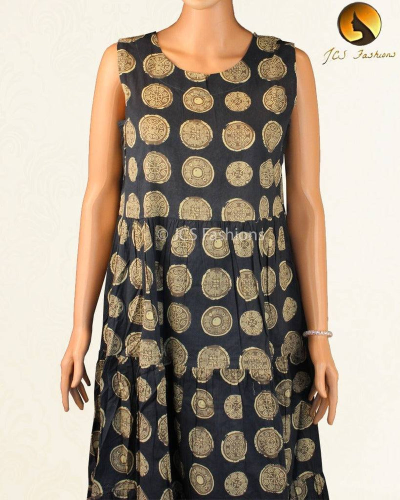 Statement Block Print Anarkali Long Dress with Stylish Jacket