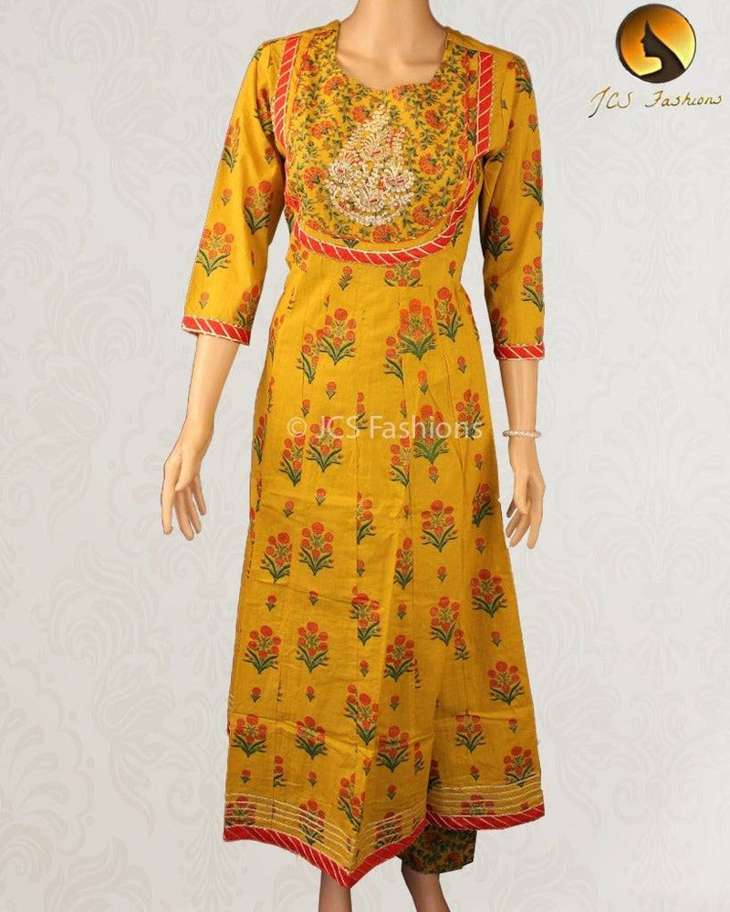 Cotton Anarkali Kurti with pant and dupatta, 3 piece set.