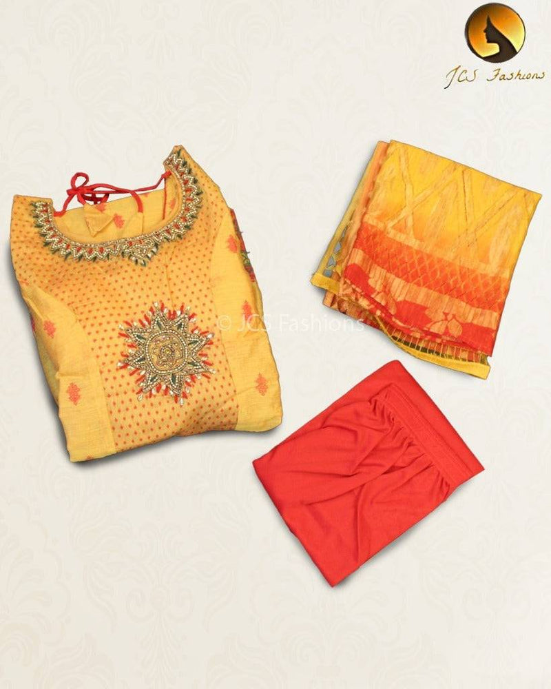 Long Gown Set in Chanderi fabric