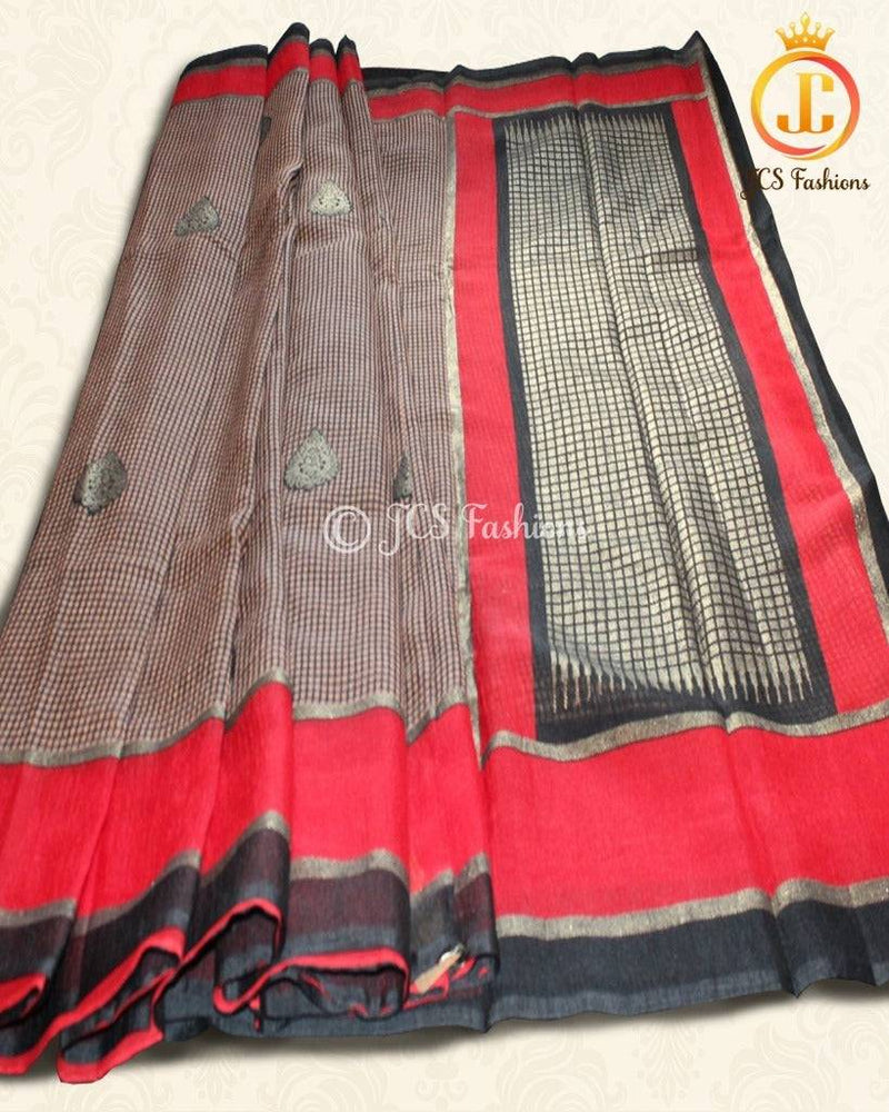 Khadhi silk saree with fully stitched blouse.