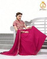 Pink Indian Anarkali Gown Dress, Fully Stitched Indian Outfit.