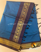 Traditional Madurai Silk cotton handloom saree in Blue