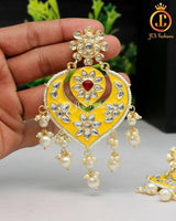 Elegant Yelllow Color Meenakari Earrings
