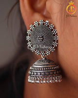 Cultural Charms Authentic Oxidized Silver Plated Jhumka Earrings