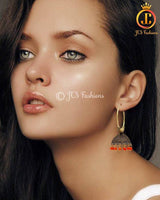 Beautiful Orange Color Beads Traditional Jhumka Earrings