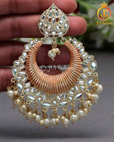 Radient Orange Color Kundan Meenakari Earrings
