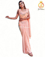 Trendy One minute, Ready to Wear Saree in Pastel Melon