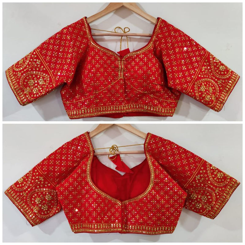 Silk blouse with sequence, jari, thread and Stone Work for women