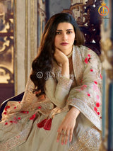 Stunning Dola Silk A-line Floor Length Gown in Delicate Cream