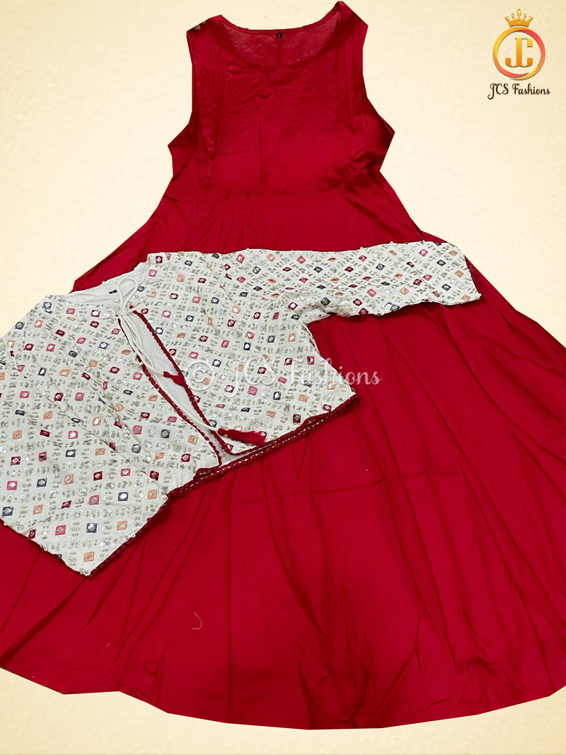 Long Kurti Gown With Embroidery Jacket, Indo-Western wear