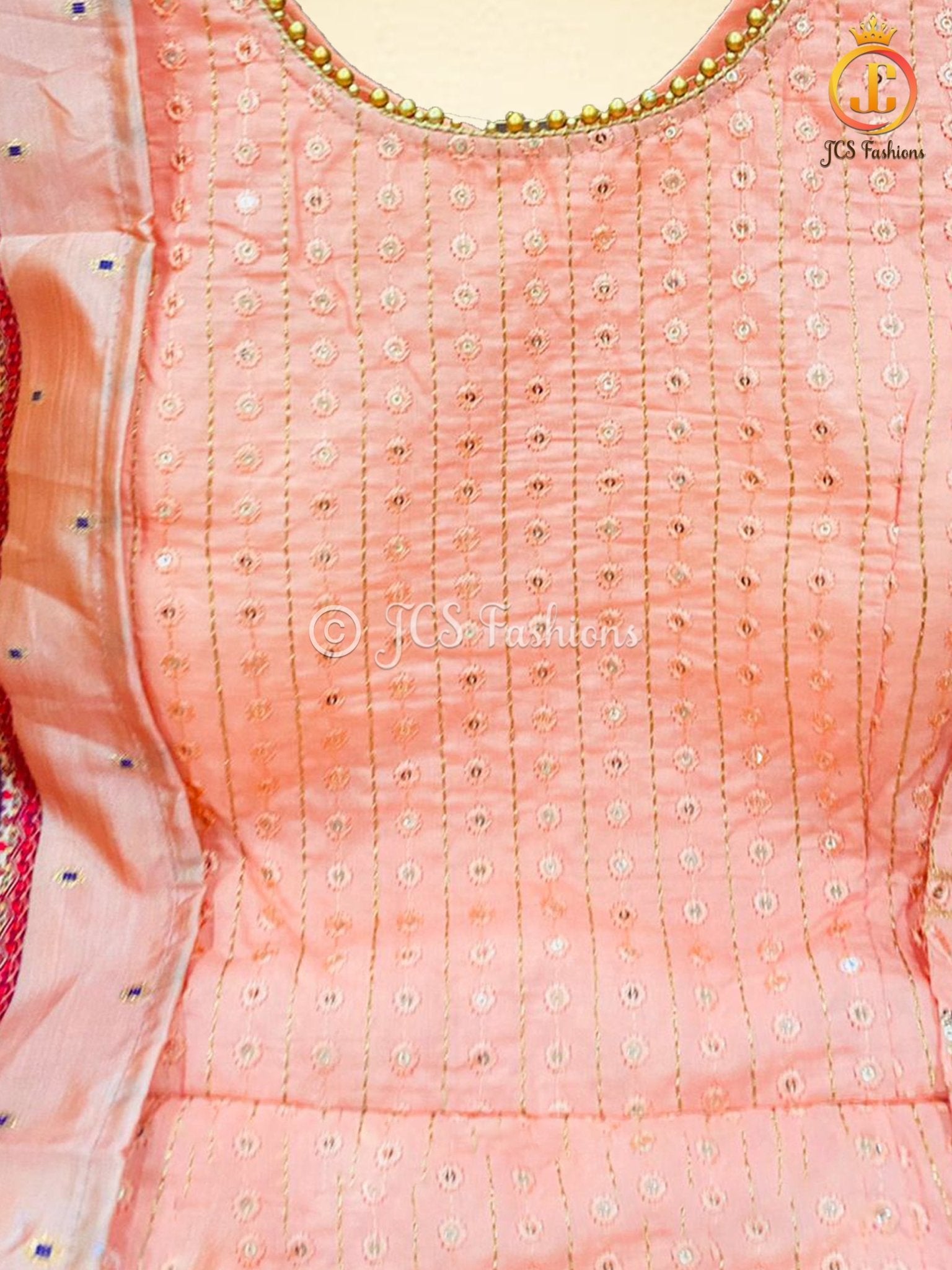 Anarkali Gown With Banarasi Silk Dupatta, Heavy Sequins Work - JCS Fashions