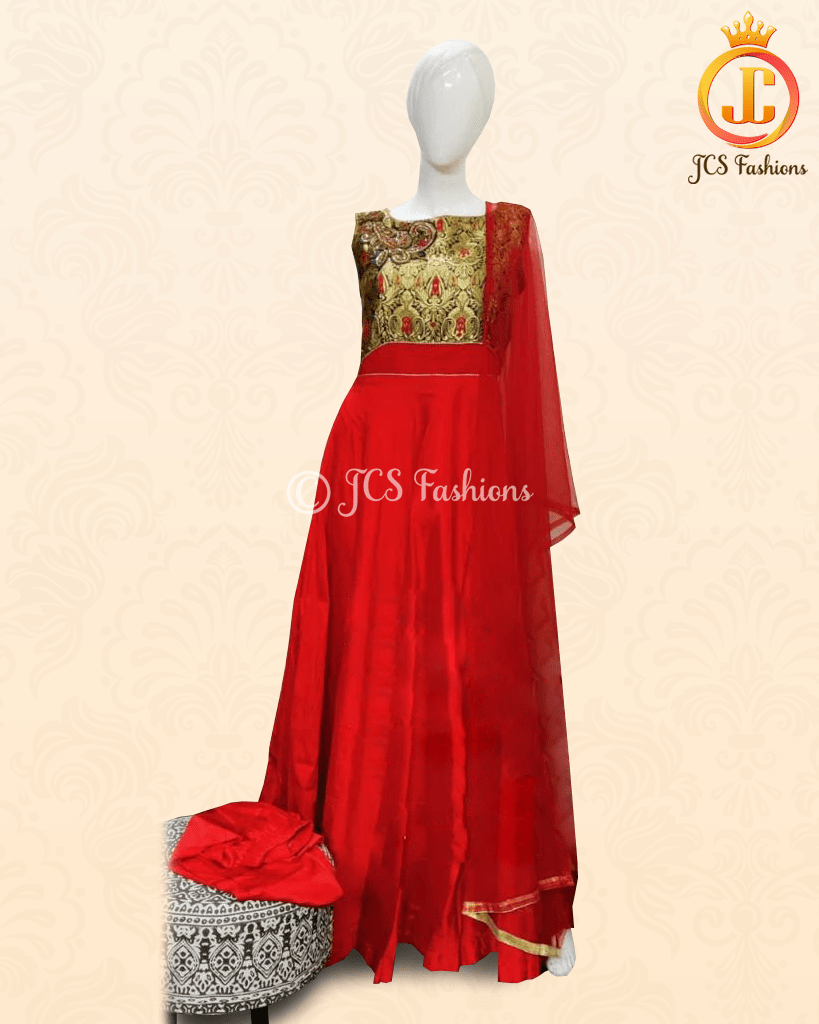 Anarkali Long Gown With Banarasi Brocade Design In Yoke - JCS Fashions