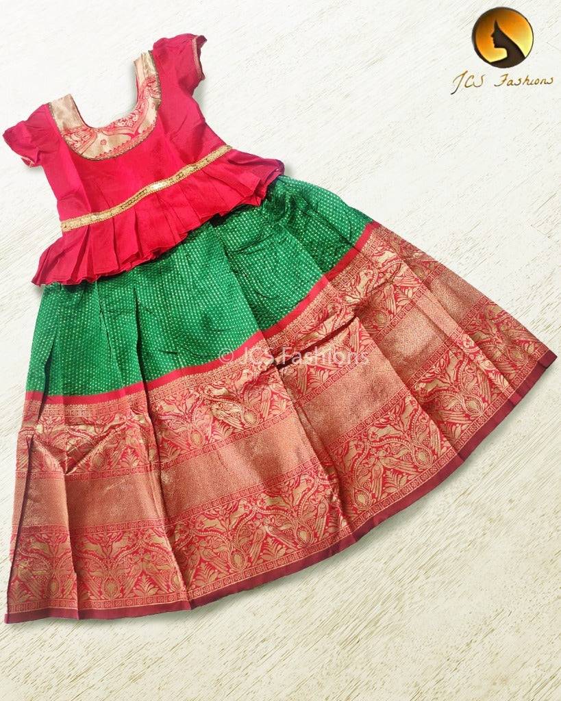 Banarasi Crushed Silk Lehenga for Kids - JCS Fashions