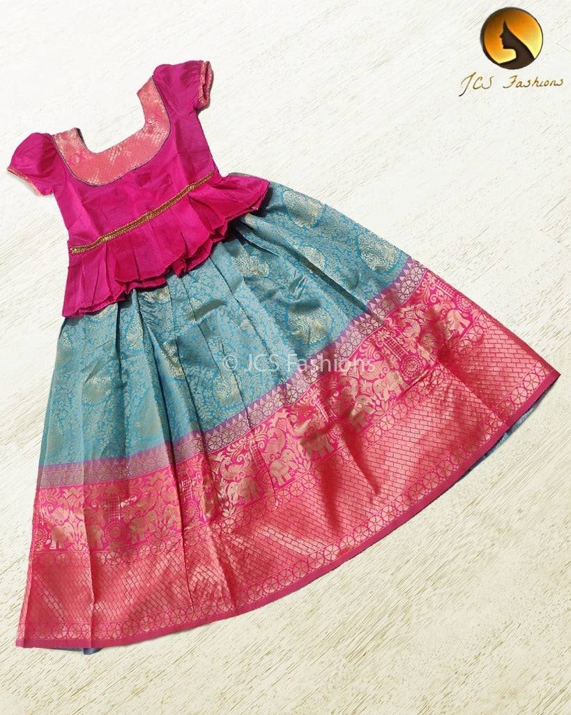 Banarasi Crushed Silk Lehenga for Kids - JCS Fashions
