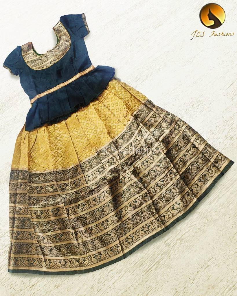Banarasi Crushed Silk Lehenga for Kids - JCS Fashions