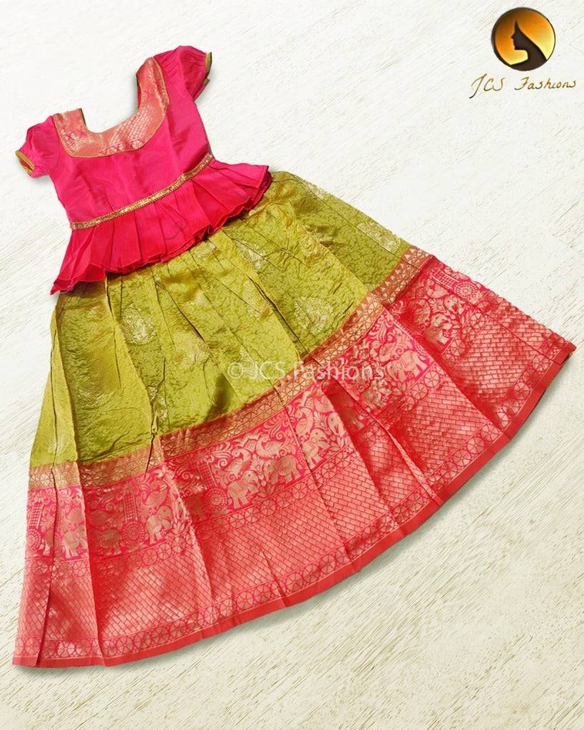 Banarasi Crushed Silk Lehenga for Kids - JCS Fashions