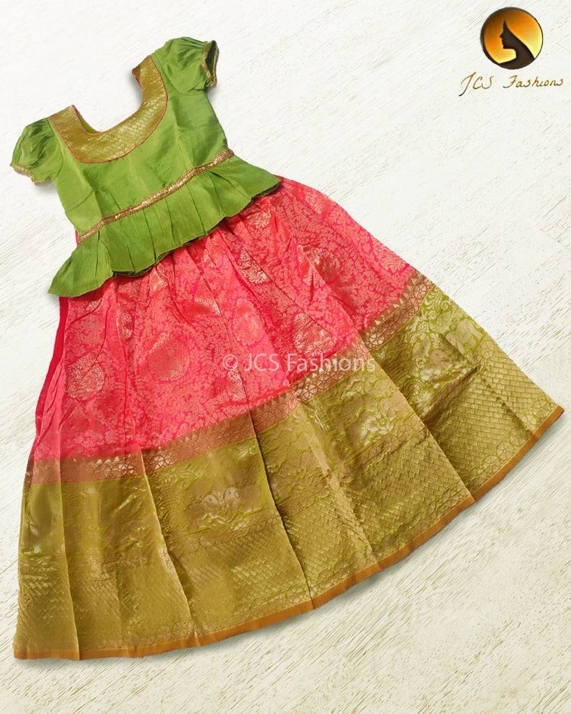 Banarasi Crushed Silk Lehenga for Kids - JCS Fashions