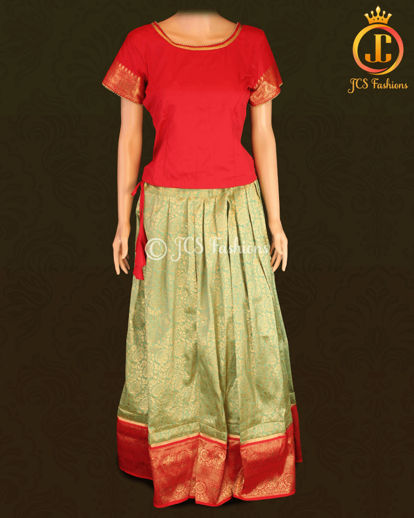 Banarasi Lehenga with Crop Top| Kanchipuram Border Lehenga JCS Fashions