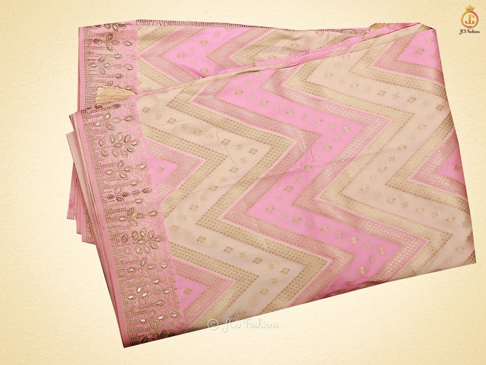 Banarasi Weaves Pure Silk Exclusive Saree With Contrast Blouse SAREE JCS Fashions Cream 5.5 meters