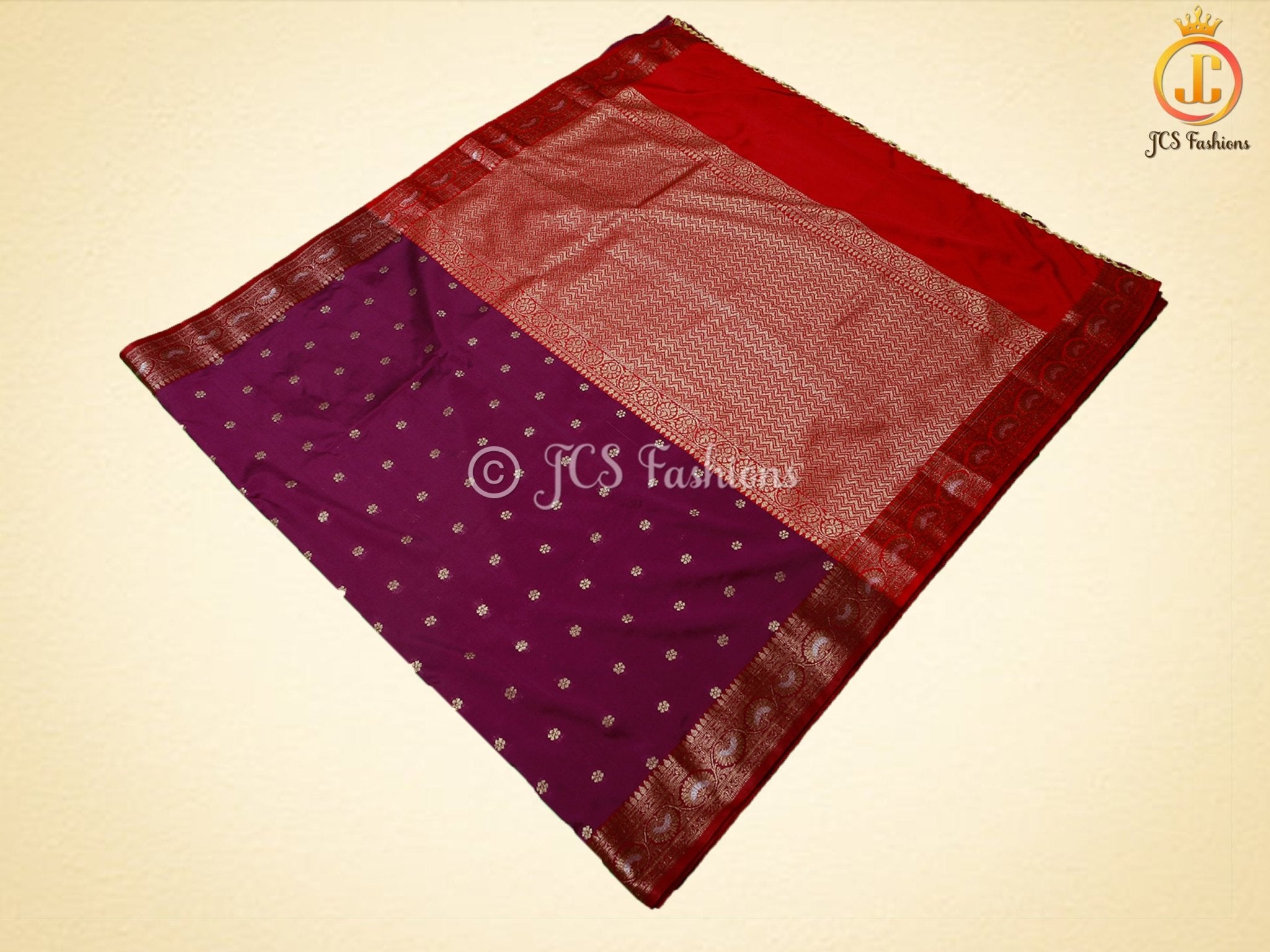 Beautiful Soft Banarasi Silk Saree With A Fully Stitched Blouse - JCS Fashions
