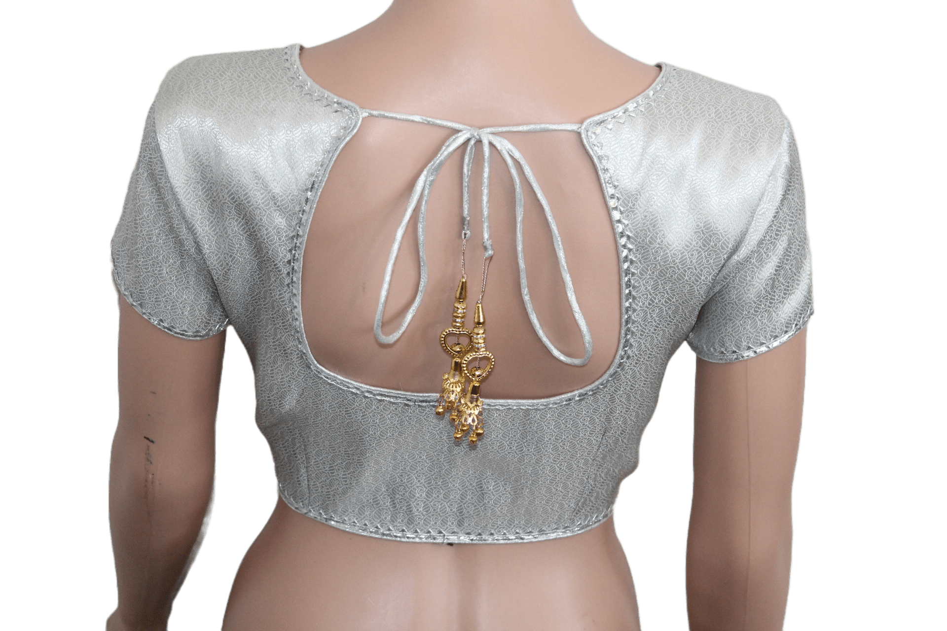 Beautiful White/Silver banarasi brocade blouse Blouse JCS Fashions White Small (36)