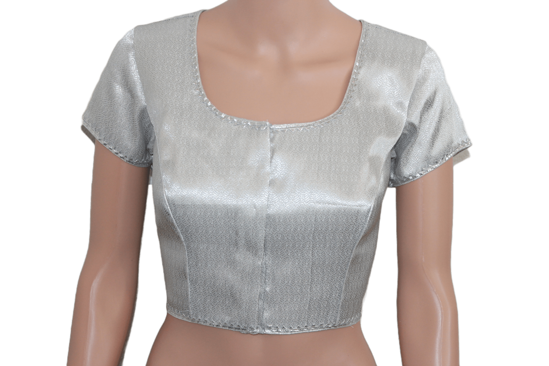 Beautiful White/Silver banarasi brocade blouse Blouse JCS Fashions