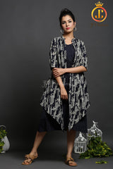 Black Color Double Layered Cotton Dress Sustainable JCS Fashions