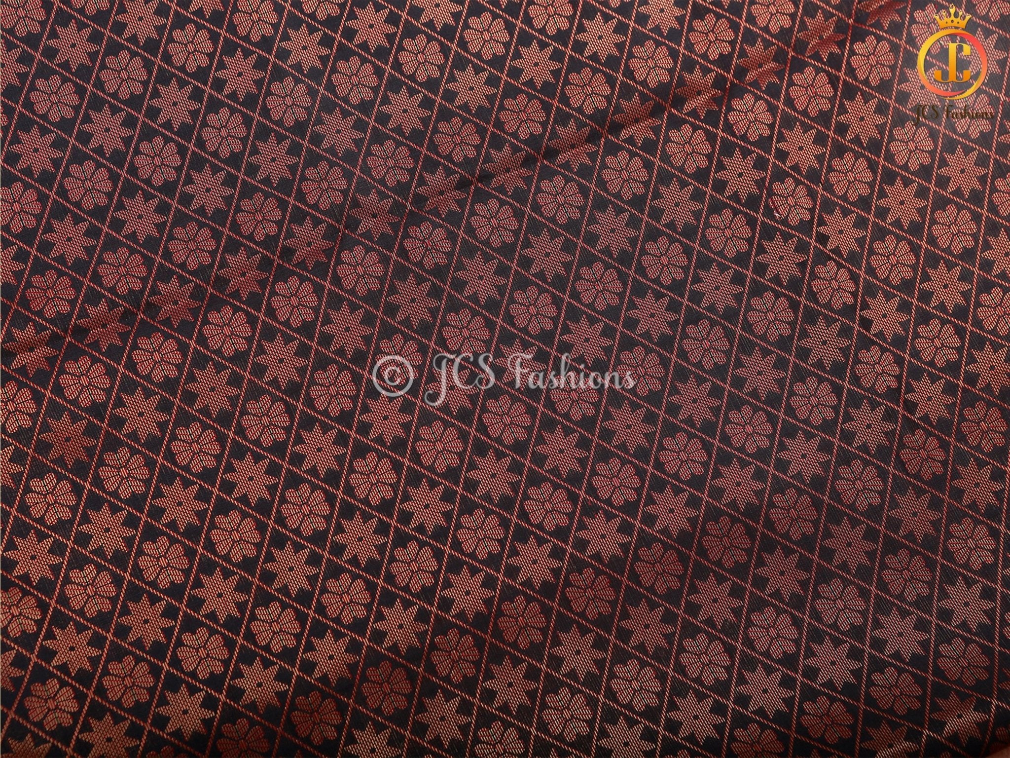 Black Copper Zari Soft Silk Saree With fully stitched Blouse SAREE JCS Fashions