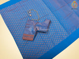 Blue Copper Zari Soft Silk Saree With fully stitched Blouse SAREE JCS Fashions Blue 5.5 meters